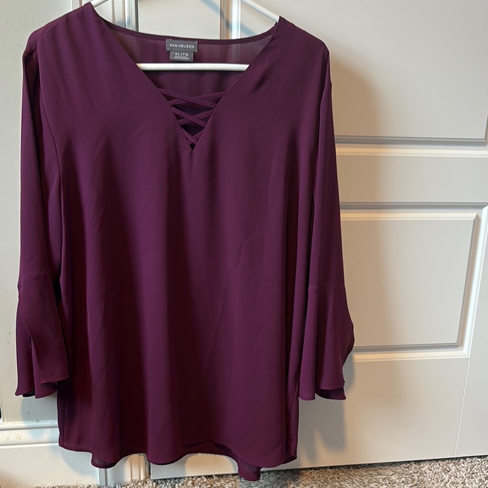 Van Heusen Purple 3/4 Sleeve Blouse